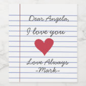 Notitieboek handgeschreven liefdesbrief of bericht wijn etiket (Enkel label)