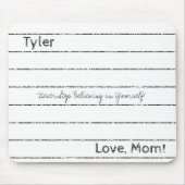 Notitieboek, hou nooit op met Muismat te geloven! (Voorkant)