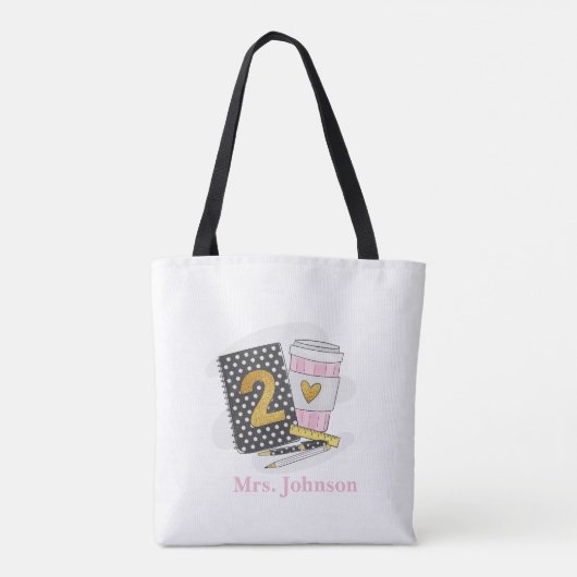 Notitieboek Koffie tweede graad leraar zwart prepp Tote Bag (Achterkant)