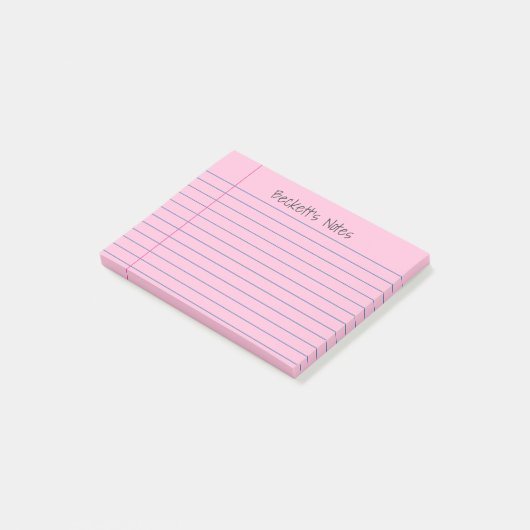 Notitieboek Lines Pink Voeg Jouw naam toe Post-it® Notes (Schuin)