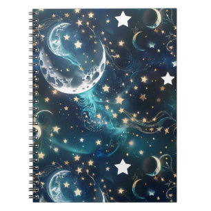 Notitieboek – Luxe Icy Blue Hemelse Maanfasen