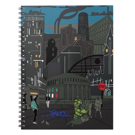 Notitieboek Manchester Edgy Skyline Illustratie (Voorkant)