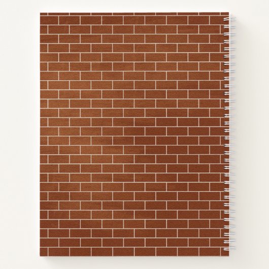 Notitieboek met bakstenen muur en aangepaste tekst (Achterkant)