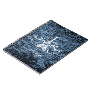 Notitieboek met blauw Eiffeltower