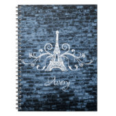 Notitieboek met blauw Eiffeltower (Voorkant)