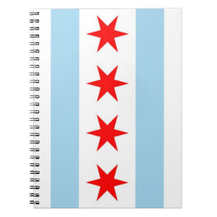 Notitieboek met de vlag van Chicago, Illinois Stat