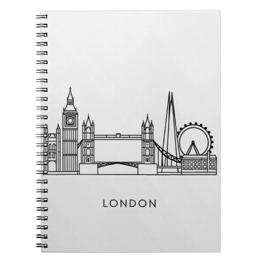 Notitieboek met London Landmarks Line Art (Voorkant)