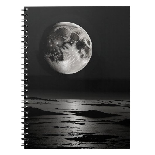Notitieboek met Lunar Reflection Design – B & W (Voorkant)