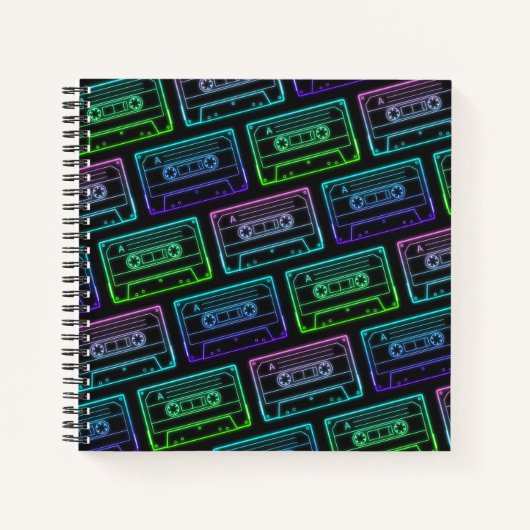 Notitieboek met Neon Multicolor Cassettepatroon (Voorkant)