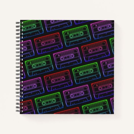 Notitieboek met Neon Multicolor Cassettepatroon (Voorkant)