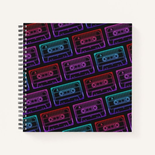 Notitieboek met Neon Multicolor Cassettepatroon (Voorkant)