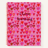 Notitieboek met rode en roze harten (Voorkant)