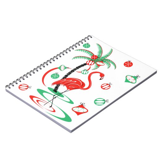 Notitieboek met rode kerst Flamingo Baubles (Linkerzijde)