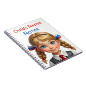 Notitieboek met spiraal van blonde schoolmeisje (Rechterzijde)