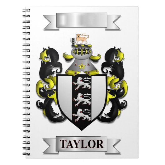 Notitieboek met Taylor-achternaam en schild (Voorkant)