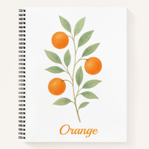 Notitieboek met waterverf oranje tak met bladeren