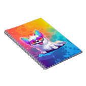 Notitieboek met witte hond die zonnebril draagt (Rechterzijde)