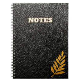 notitieboek met zwarte lederstijl