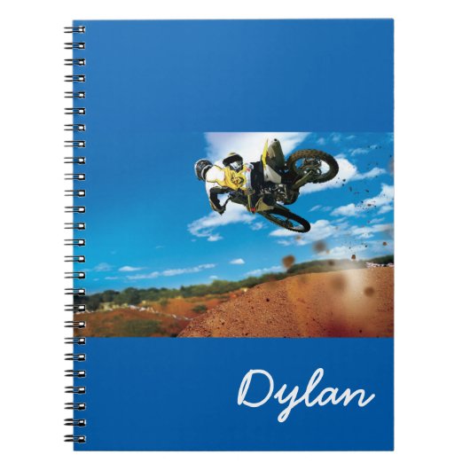 Notitieboek-motorfiets en aangepaste naam notitieboek (Voorkant)