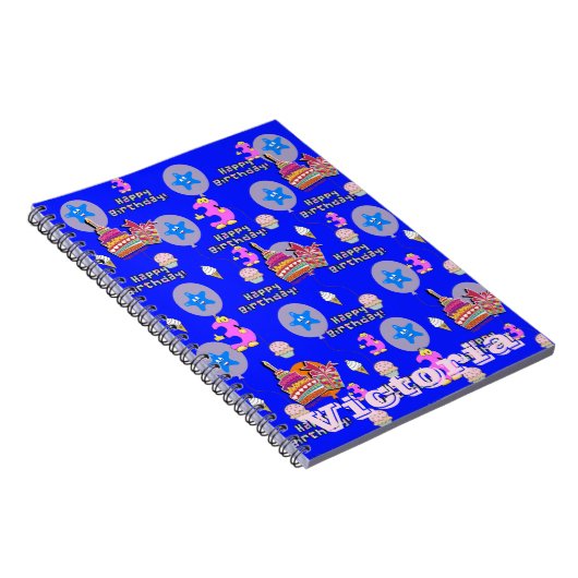 Notitieboek, nummer 3 Happy 3rd Birthday Notes Blu Notitieboek (Rechterzijde)