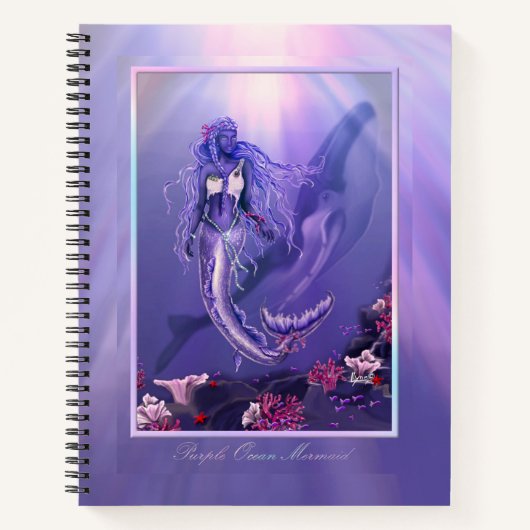 Notitieboek Paarse Oceaan Mermaid (Voorkant)