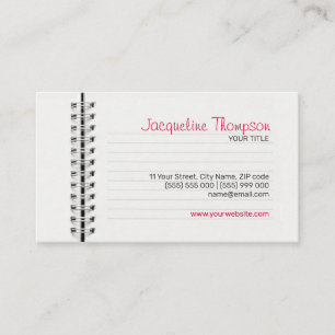 Notitieboek pagina Onderwijs Docent Visitekaartje