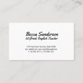 Notitieboek paper en geel potlood schoolleraar visitekaartje (Achterkant)