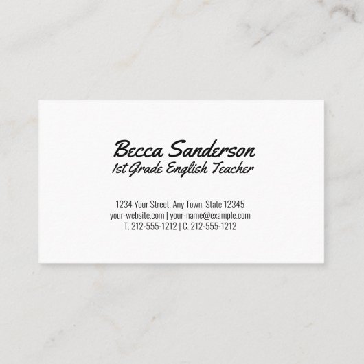 Notitieboek paper en geel potlood schoolleraar visitekaartje (Achterkant)