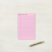 Notitieboek Papier Roze Voeg Jouw naam en Initiaal Post-it® Notes (Op bureau)