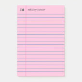 Notitieboek Papier Roze Voeg Jouw naam en Initiaal Post-it® Notes (Voorkant)