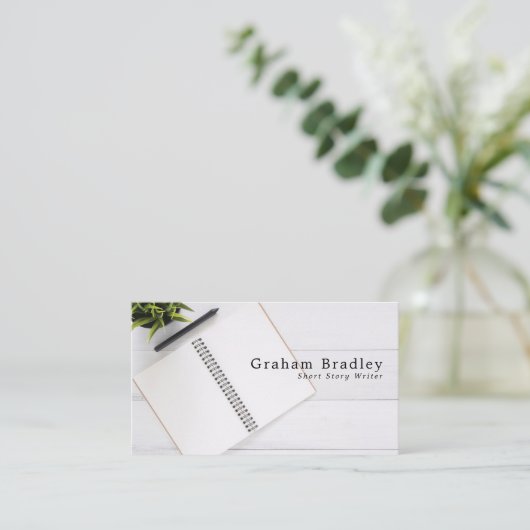 Notitieboek & Pen, Schrijvers Visitekaartje (Staand voorkant)