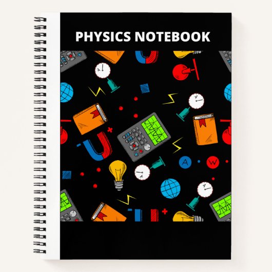 NOTITIEBOEK PHYSICS ICONS (ZWARTE) (Voorkant)