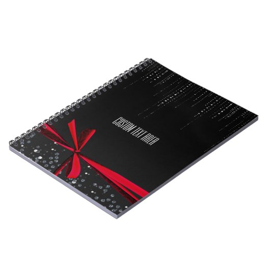 Notitieboek Rode Bow Sparkle Ribbon & Bling Journa (Linkerzijde)