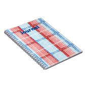 Notitieboek rood, wit en blauw speldenblad (Rechterzijde)