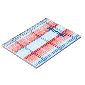 Notitieboek rood, wit en blauw speldenblad (Linkerzijde)