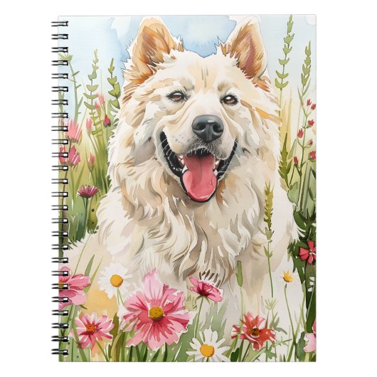 Notitieboek – Samojeed Waterverf Hond Liefhebber J (Voorkant)