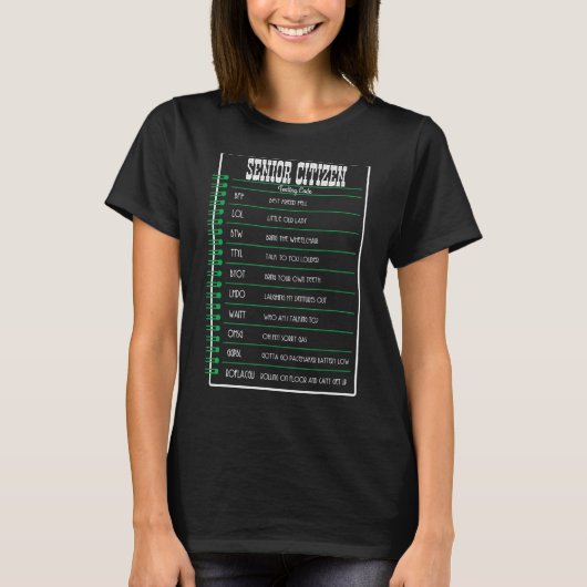 Notitieboek senioren sms'en code oude mensen t-shirt (Voorkant)