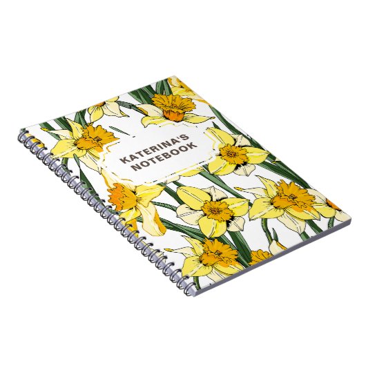 NOTITIEBOEK Spring Daffodil Design & Custom Name (Rechterzijde)
