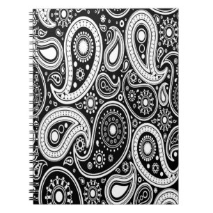 Notitieboek/Tijdschrift in Zwart-Wit Paisley Notitieboek