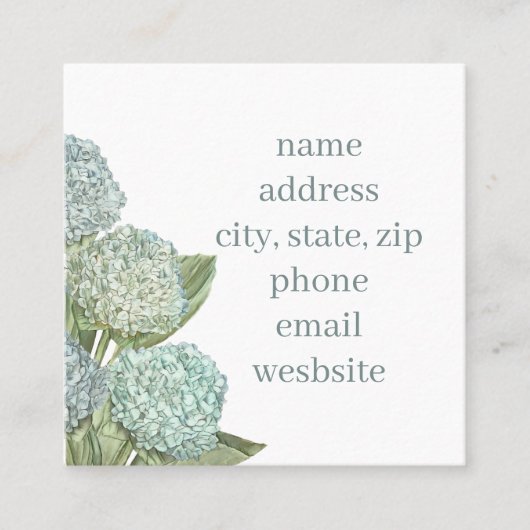 Notitieboek van blauwe hydrangea vierkante visitekaartje (Voorkant)