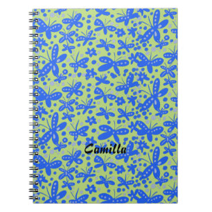 Notitieboek van blauwe vlinders