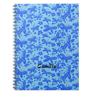 Notitieboek van blauwe vlinders