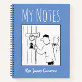 Notitieboek van de kerk met de naam van de eigenaa (Voorkant)