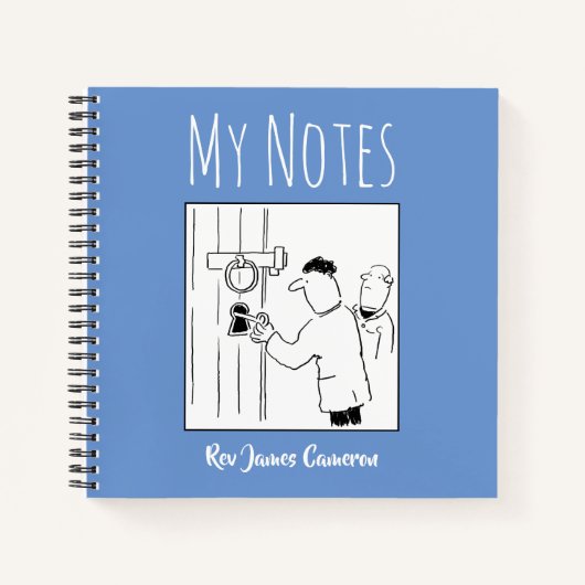 Notitieboek van de kerk met de naam van de eigenaa (Voorkant)