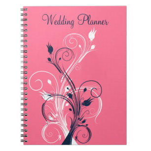 Notitieboek van de marineroze witte Floral Wedding