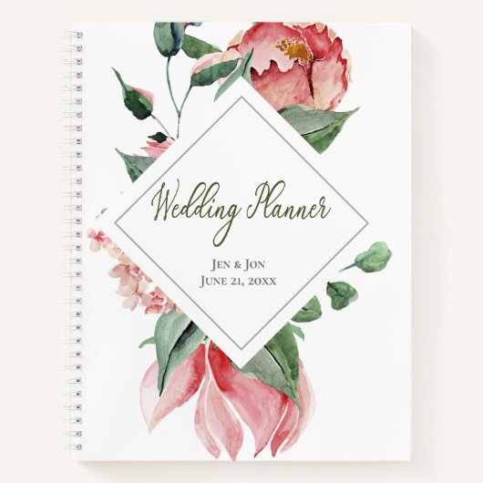 Notitieboek van de roze Magnolia Wedding Planner (Voorkant)