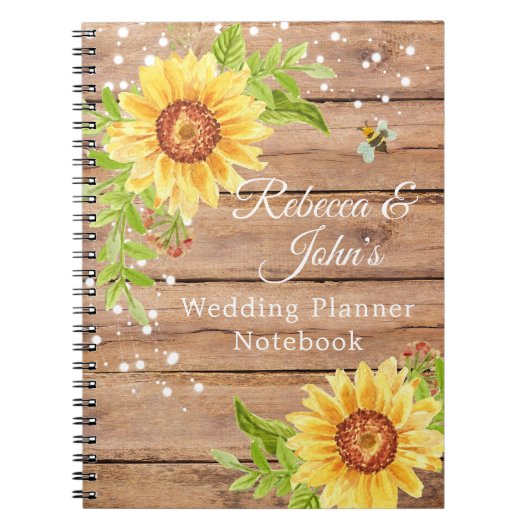 Notitieboek van de Rustic Yellow Sunflower Wedding (Voorkant)