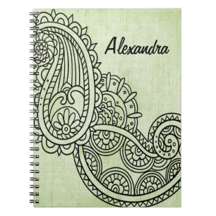 Notitieboek van Green Mehndi Motif