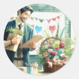 Notitieboek van kunstzinnige waardering ronde sticker