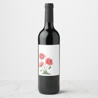 Notitieboek van mooie veldpoppies wijn etiket